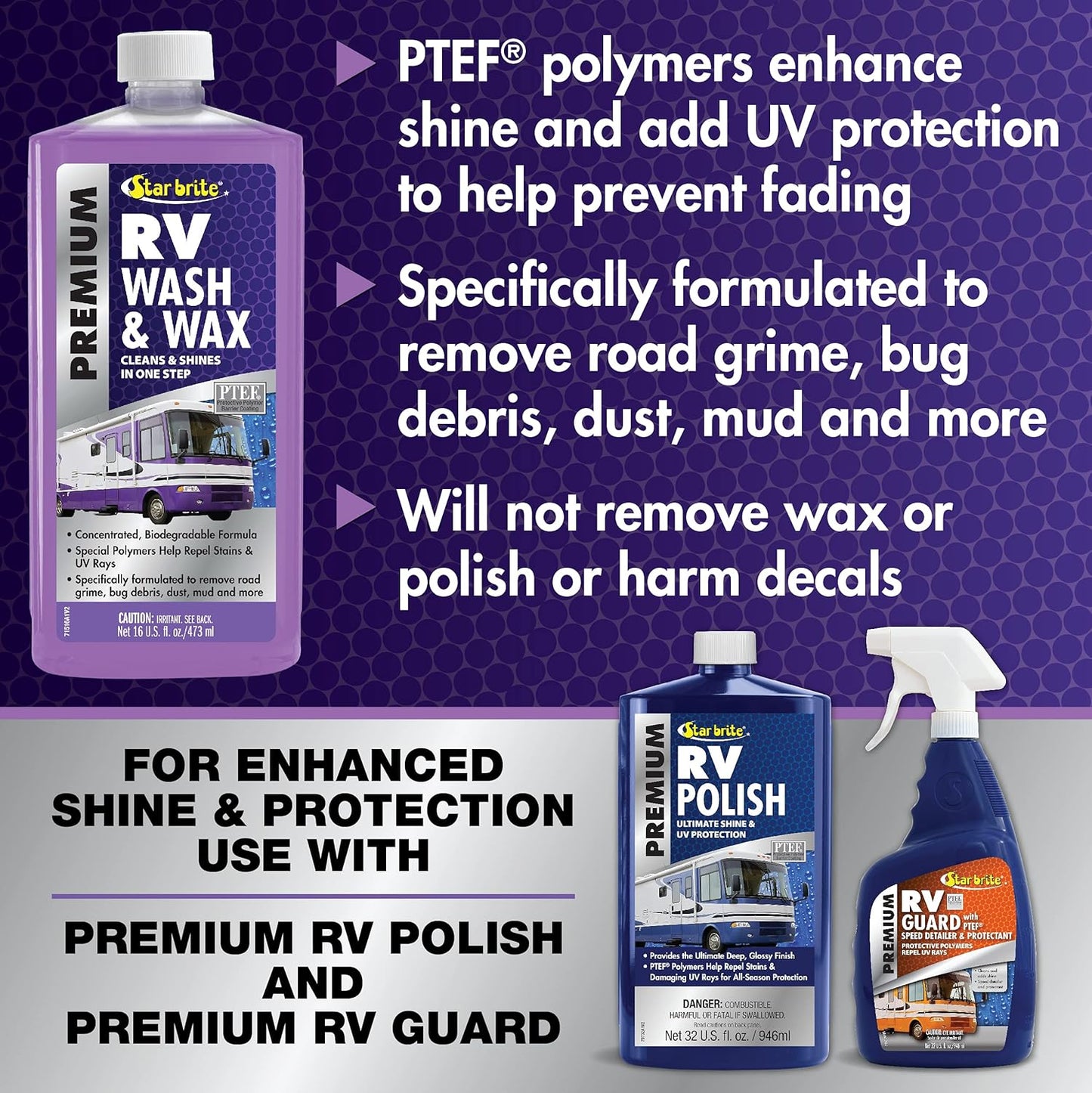 Star Brite RV Wash & Wax - One-Step Cleaner with UV Protection for RVs & Campers - 16 Oz