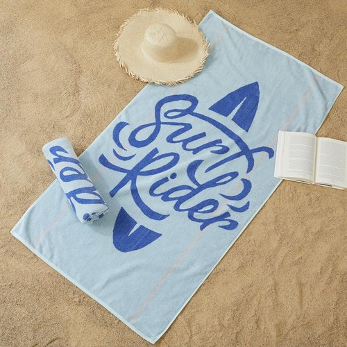 Great Bay Home 100% Cotton Beach Towels - Absorbent 30 x 60" Blue Pool Towels for Adults & Kids