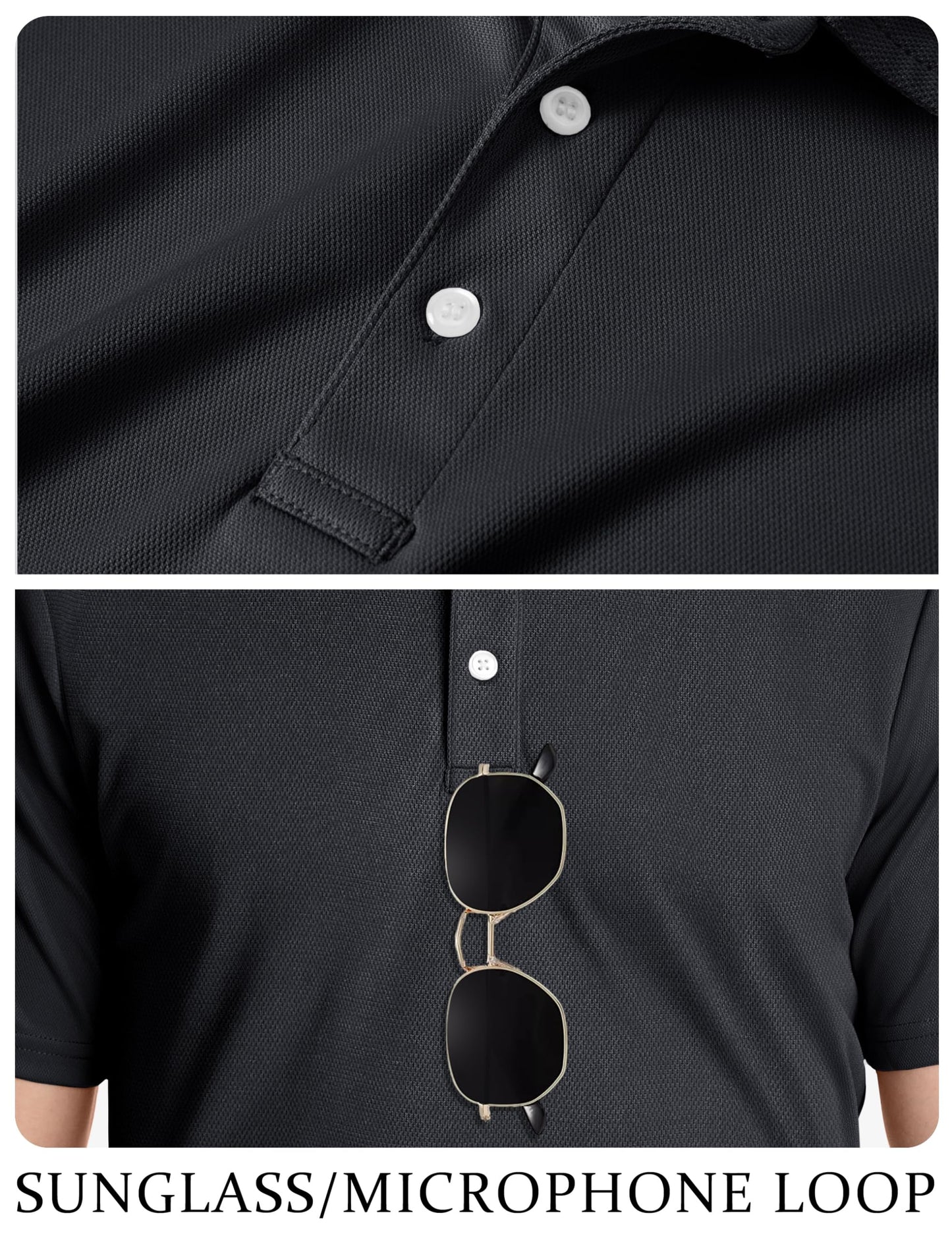 TACVASEN Mens Golf Shirt Dry Fit Mens Polo Shirts Short Sleeve Performance Golf Polos for Men with Collar Work Shirts Black, M
