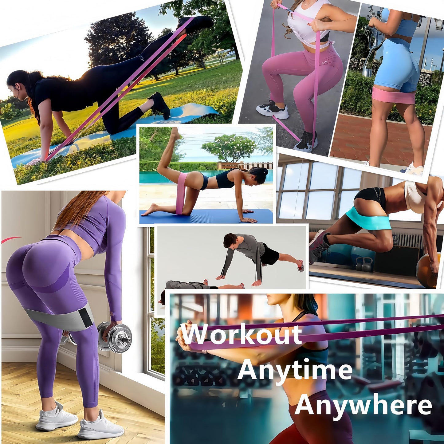 CroyVine Fabric Resistance Bands Set for Working Out,6 PC Non-Slip Exercise Booty Bands for Women & Men Leg and Glutes,Stretch Workout Bands for Home Gym Fitness,Yoga, Pilates,Stretching
