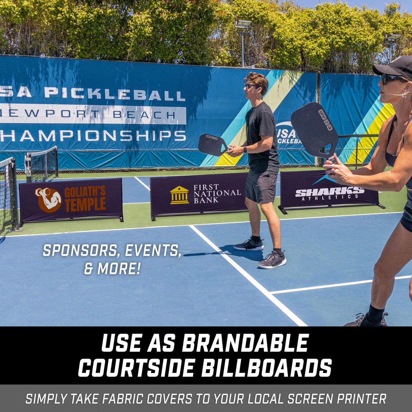 GoSports Pickleball Ball Barrier 3 Pack - Brandable Court Dividers for Pickleball Courts