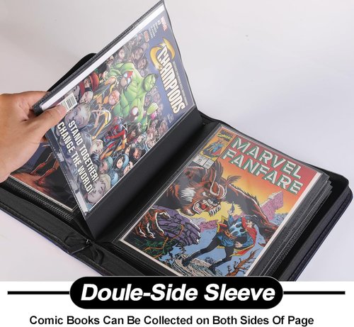 D DACCKIT Comic Binder - Premium Comic Book Album with Sleeves | Holds 24 Regular Comics (Golden Yellow)