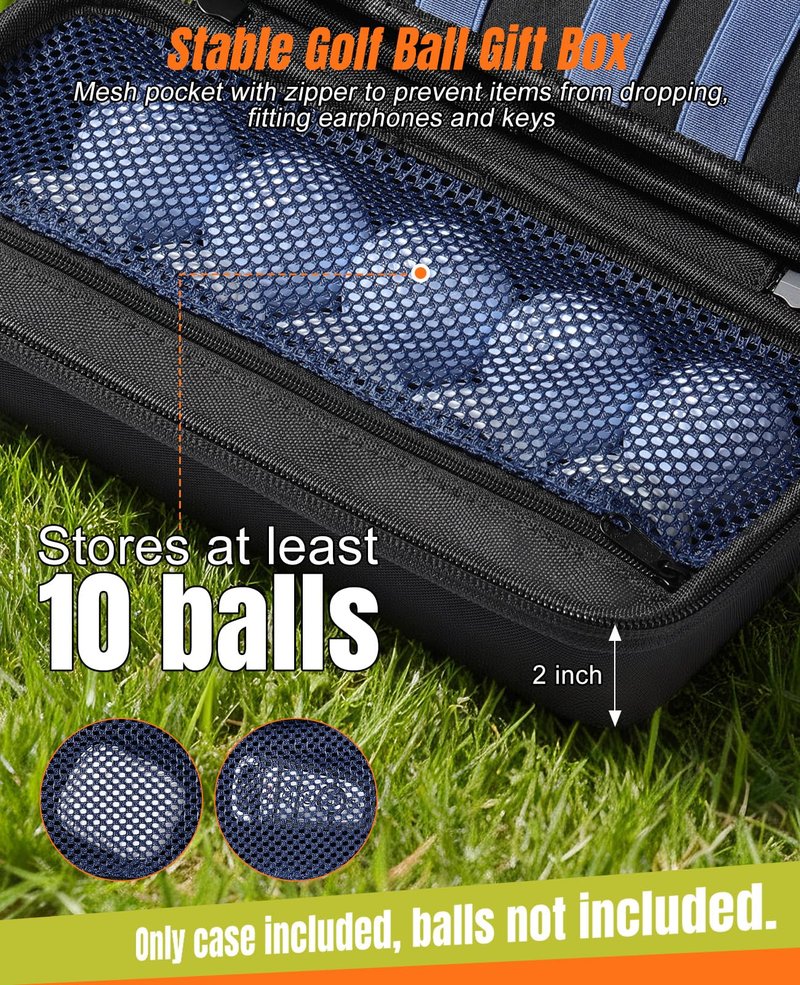 Rhino Valley Golf Glove Holder Case, Golf Accessories Organizer Bag with Glove Shaper for Phone, Gloves, Balls, Tees, Markers, Divot & Repair Tools, Gifts for Golfers Men Women, Black