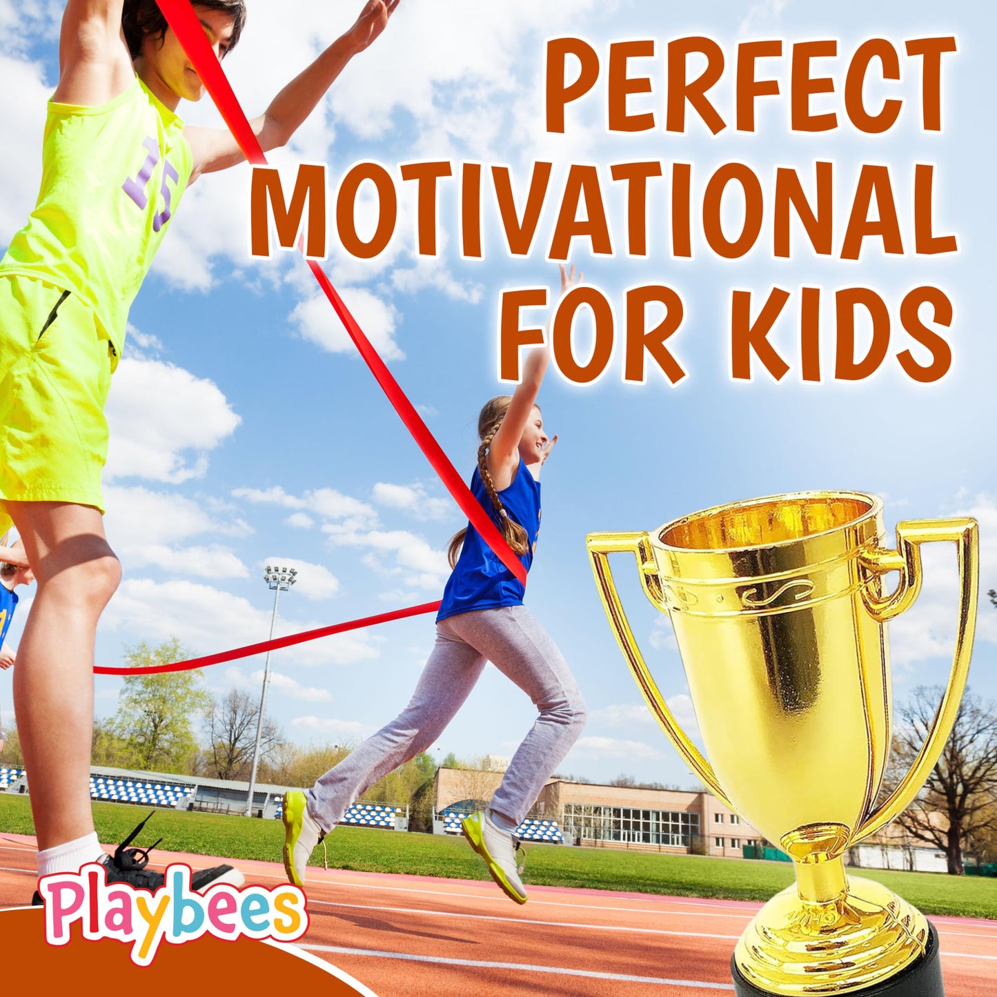 Playbees Plastic Golden Cup Trophy for Kids - 24 Pack - 4 Inch Achievement Prize Awards - Ideal Recognition for School, Sports, Office, Carnival Games - Party Favors, Decor, Props - Motivational