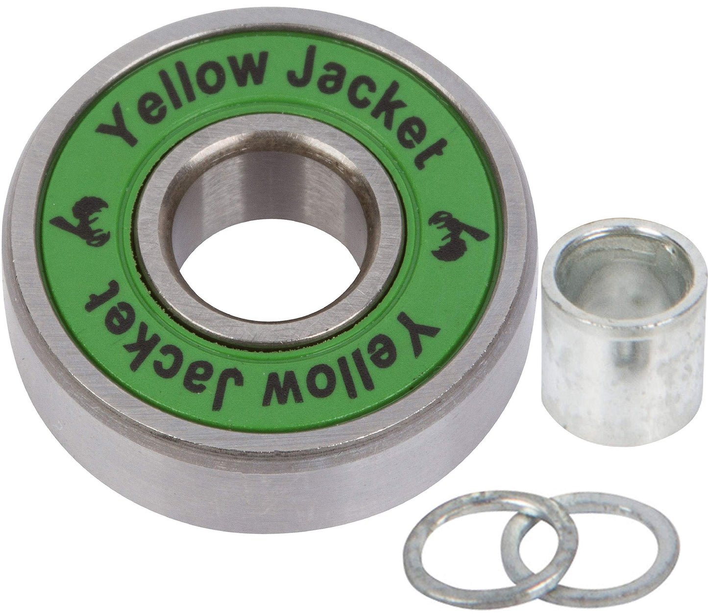 Yellow Jacket Premium Skateboard Bearings, Pro Longboard Bearings, 608, ABEC 9, Washers and Spacers, Jungle Green (Pack of 8)