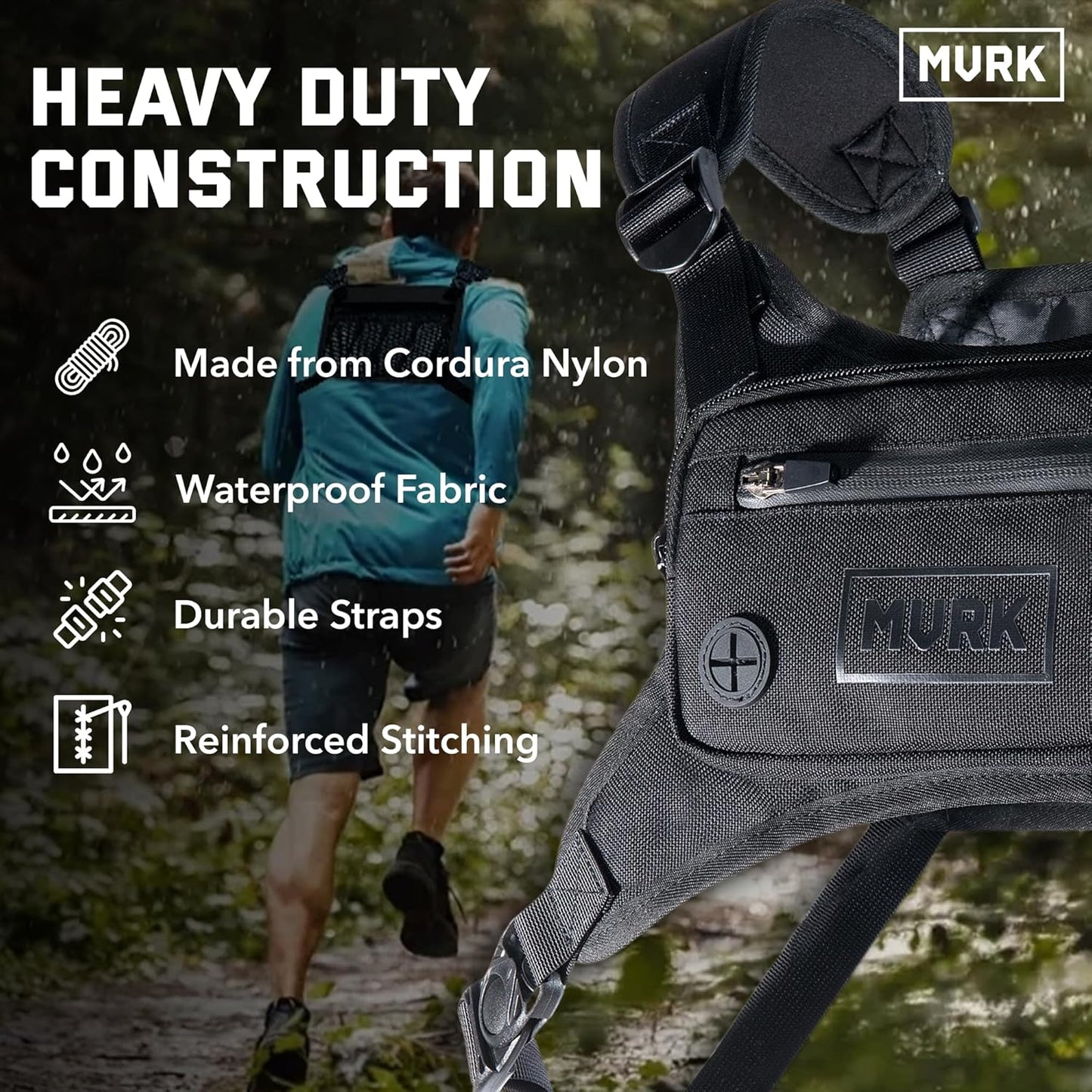 MVRK Running Vest - Water Resistant Chest Pack with Phone Holder | Lightweight & Reflective Design