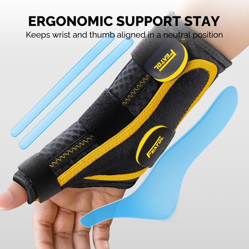 FEATOL Thumb Brace Right Hand - Ergonomic Support for Trigger Thumb & Carpal Tunnel | Size S/M (5"-6.5")