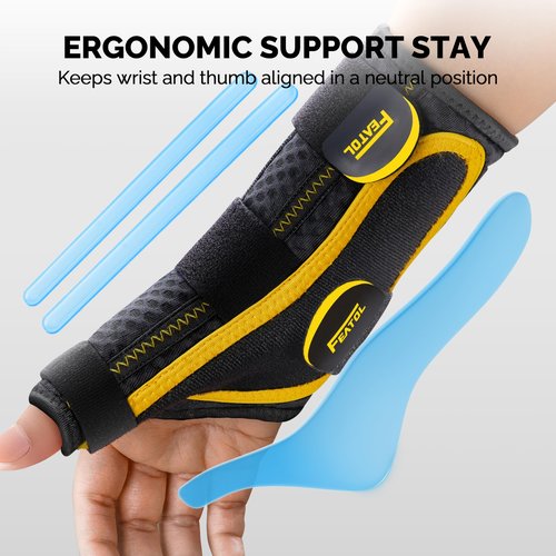 FEATOL Thumb Brace Right Hand - Ergonomic Support for Trigger Thumb, De Quervain's Tenosynovitis, Lightweight Wrist Brace for Carpal Tunnel, Size S/M, 5"-6.5"