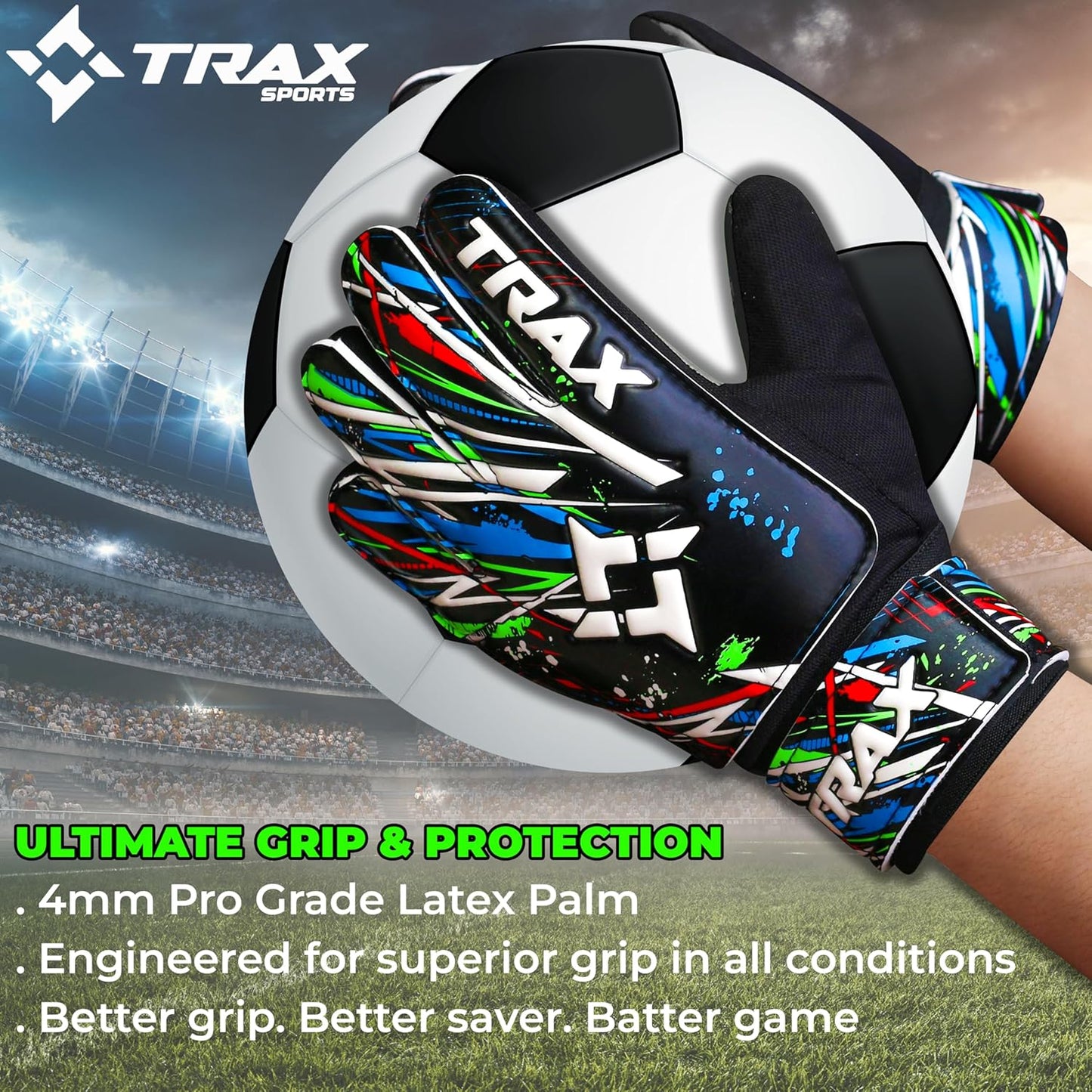 Skiennix Soccer Goalie Gloves - Youth & Adult Football Goalkeeper Gloves with Anti-Slip Grip & Finger Protection