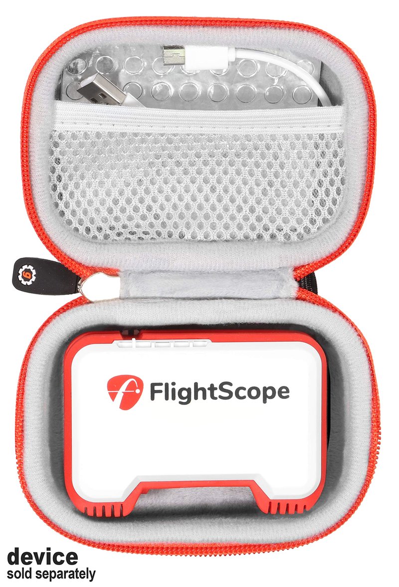 GETGEAR Protective case for FlightScope Mevo-Portable Personal Launch Monitor for Golf, mesh Accessories Pocket for Cable, Convenient Carabiner