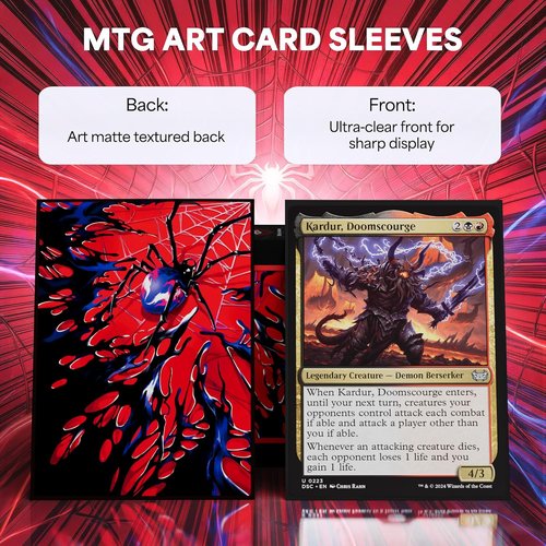 KABINKA MTG Card Sleeves - Spider 100 Pack | Standard Size Clear Front & Matte Back for Magic The Gathering