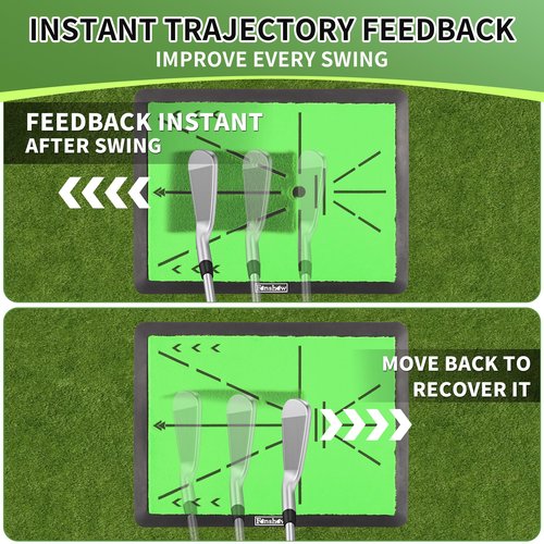 Golf Hitting Mat – Portable Golf Pratice Mat with Longer Swing Path Trajectory, 3-in-1 Includes Fairway, Rough & Putting Pad Training Mats on No-Slip Rubber Base,Simulator Must Haves, Gift for Golfers