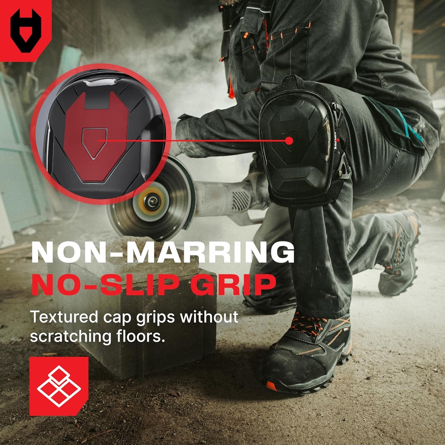 NoCry Professional Knee Pads - Heavy Duty Non-Slip Cap & Ankle Support | Thick Foam & Gel Cushioning