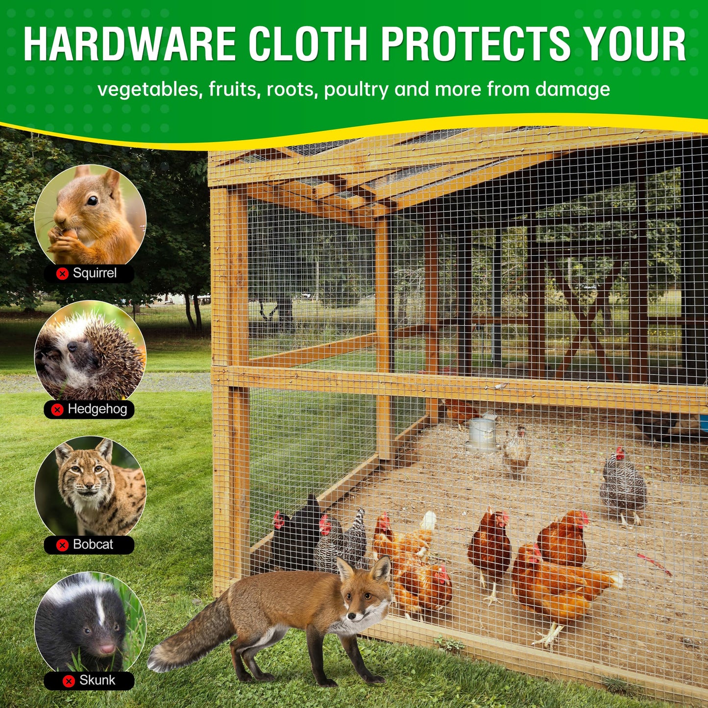 Dynabyte Hardware Cloth 1/2 inch 36 x 100 ft 19 Gauge Galvanized Welding WeldedChicken Wire Mesh Roll, Chicken Coops, Rabbit Hutches, Tree Guard, Garden Wire Fencing