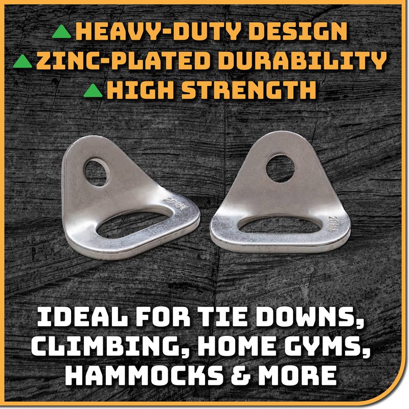 Danger Buddies 26kN Climbing Wall Bolt Hanger/Anchor/Tiedown for 3/8" Screw/Bolt Ideal for Rock Climbing and Home Gyms, Hammocks, Trailer Tie-Downs. Robust, Load-Bearing Steel Tie-Off (Two-Pack)