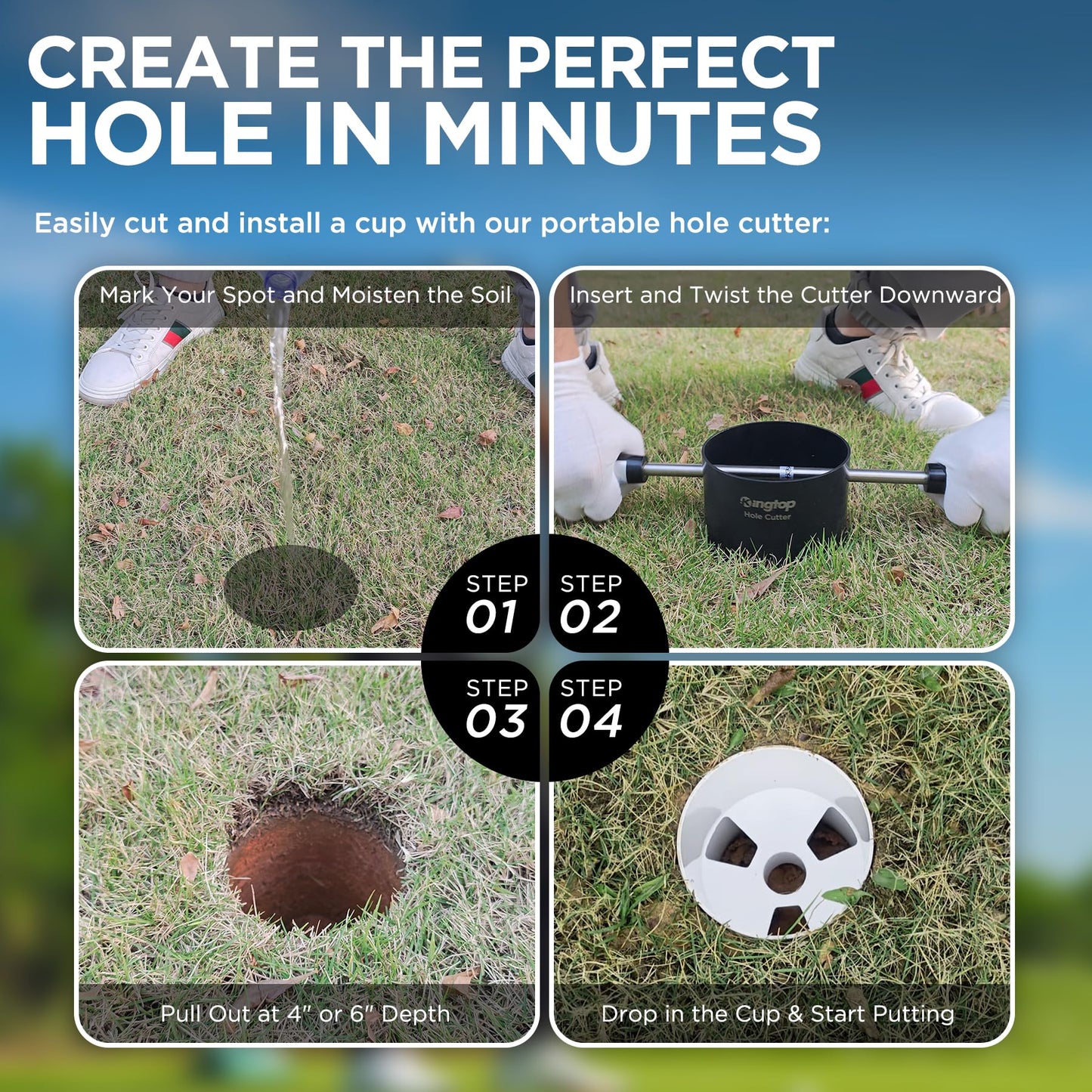 KINGTOP Golf Hole Cup – Fit PGA/USGA Standard, 4 Inches Height, Golf Accessories for Backyard Practice Putting Green, 4-Pack