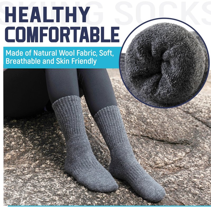 DoSmart Womens Merino Wool Hiking Socks Thermal Warm Walking Boot Winter Crew Cushion Work Socks 5 Pairs(Black/Light Grey/Beige/Khaki/Grey)