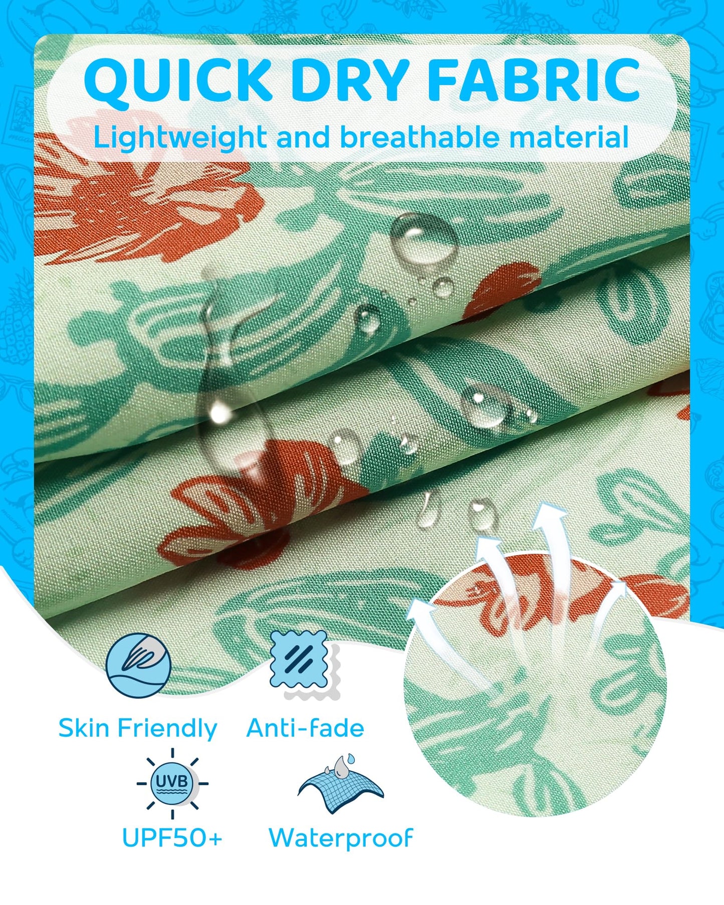 maamgic Boys Swim Trunks with Compression Liner 4-Way Stretch Quick Dry Swim Shorts Swimming Trunks Toddler Boy Cactus Flower Green 8 Years