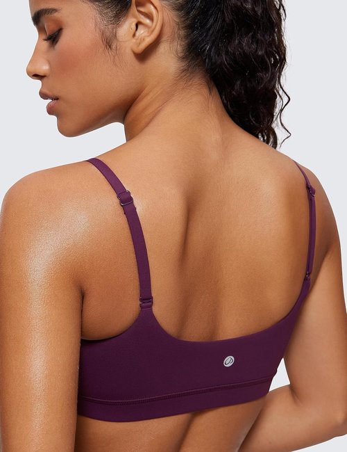 CRZ YOGA Sports Bras for Women - Butterluxe Adjustable Spaghetti Strap Wireless Crop Top
