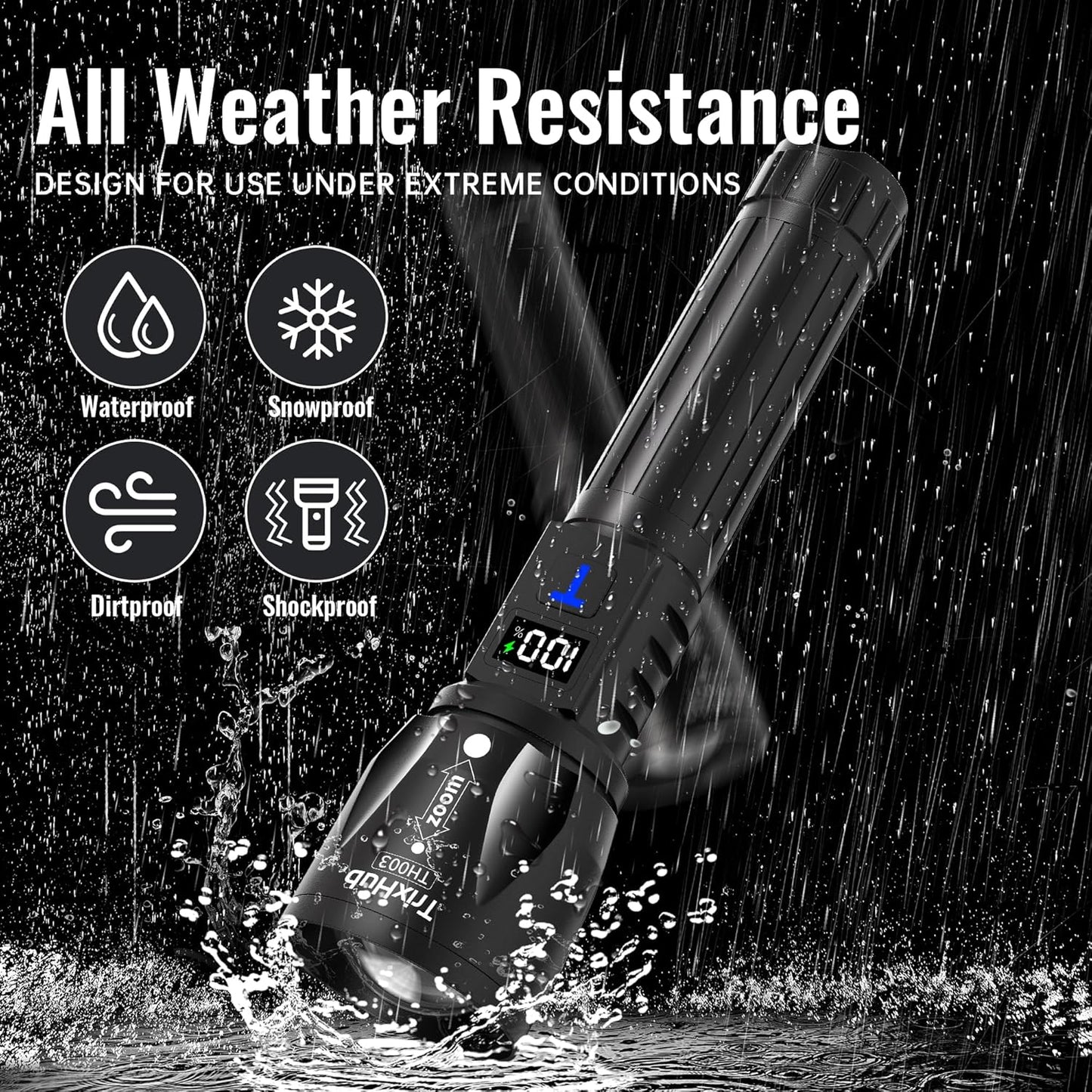 TrixHub Rechargeable Flashlights - 99,000 High Lumens | 5-Mode Tactical LED Flashlight Set