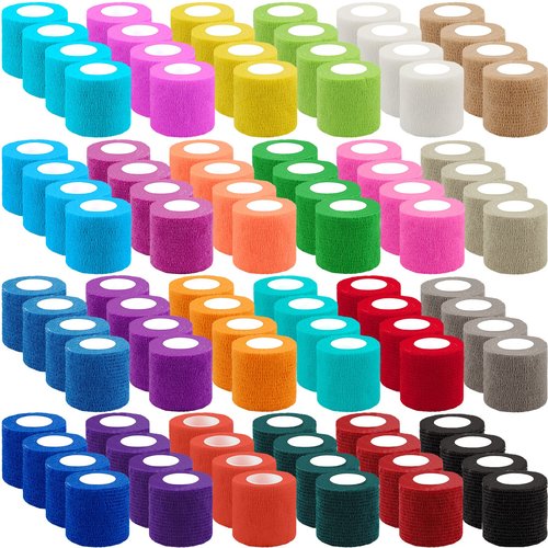 BQTQ 96 Rolls Self Adhesive Bandage Wrap Tape 2 Inch Self Adherent Wrap Self Stick Bandage Athletic Wraps Tape Stretch Bandages for Wrist Ankle Swelling Sprains (Rich Color)