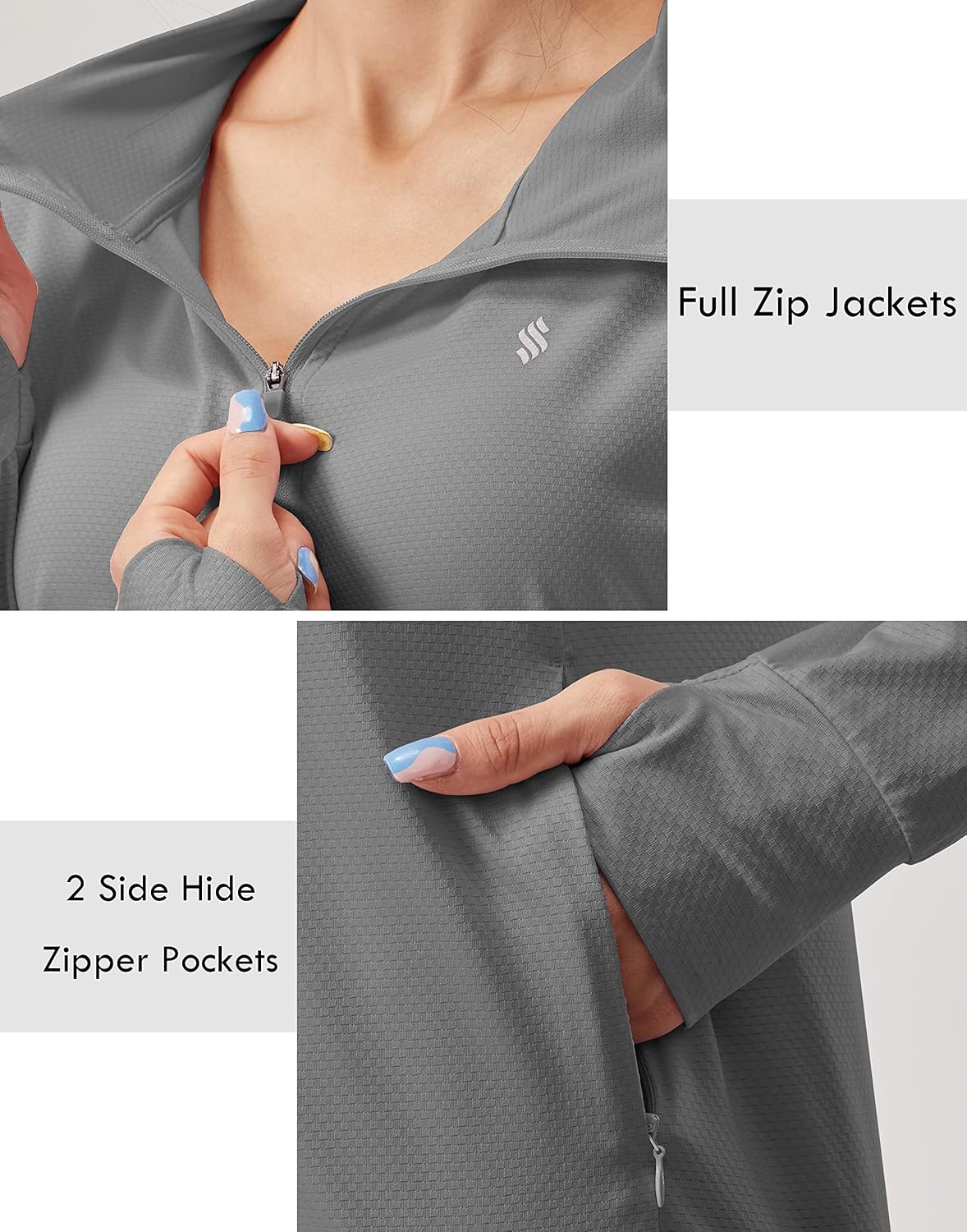 Soothfeel Women's UPF 50+ Sun Protection Hoodie - Lightweight Long Sleeve Jacket with Pocket for Outdoor Activities