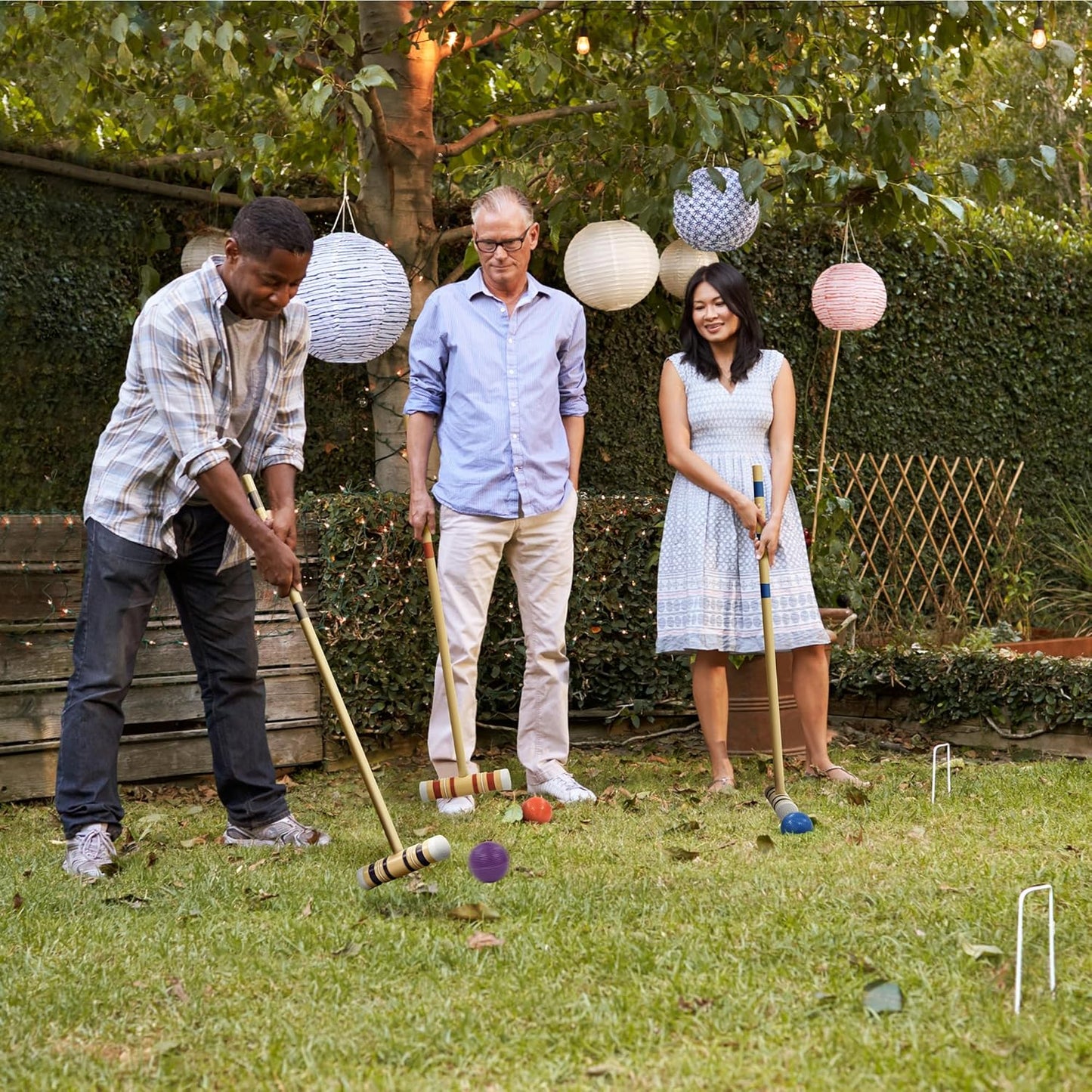 Ropoda 35-Inch Six-Player Croquet Set - Wooden Mallets & Colored Balls | Sturdy Carrying Bag for Lawn & Backyard Fun