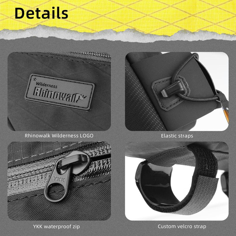 Rhinowalk Bike Top Tube Bag Bicycle Front Frame Bag Waterproof Bike Bag 1.2L with Dual Side Mesh Pockets Perfect for MTB Road Bike Cycling Commuting and Outdoor Adventures