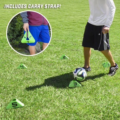 GoSports Modern Sports Cones - 12 Pack with Numbered Cones - Great for Soccer, Basketball, Football and More