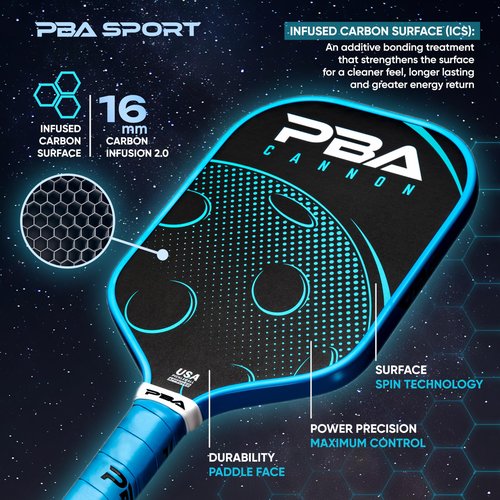 The Official Paddle of The Pickle Ball Association | The Cannon Pickleball Paddle crafted by PBA Sport | Carbon Fiber Pickleball Paddle | Designed for Power & Control | USA Pickle Ball Approved | 16MM