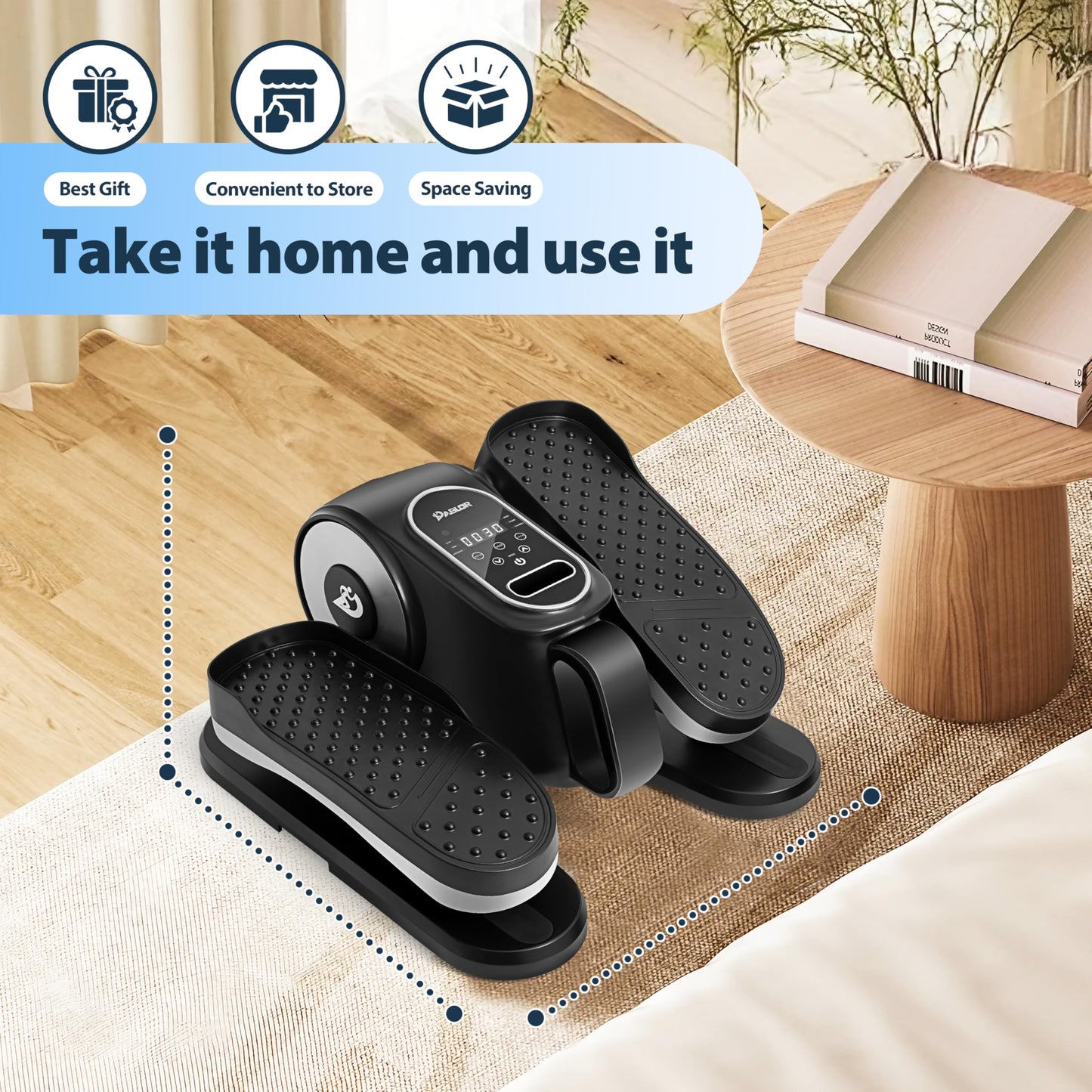 Under Desk Elliptical Machine, Eliptical Leg Exerciser As Seen On TV with Remote,12 Speed Levels for Whole Family,Forward & Reverse Direction, Auto & Manual Mode, Quiet Portable Machine, Home & Office