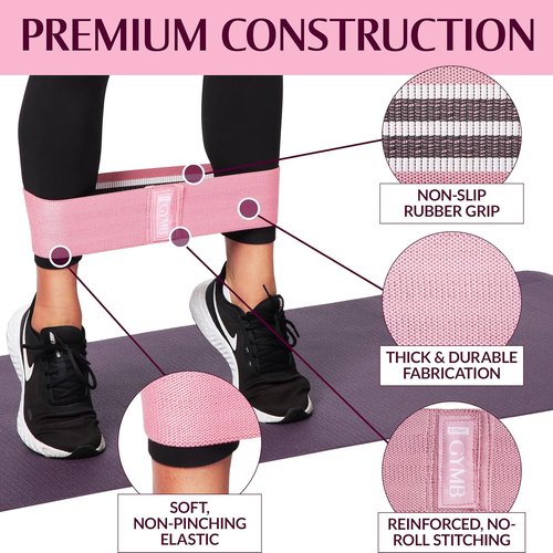 Gymbee Premium Resistance Bands - No Slip Cloth Booty Bands for Glutes & Thighs | 3 Levels for Home & Gym Fitness