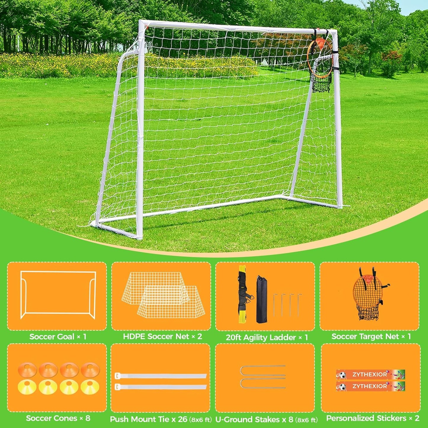 Metal Soccer Goals by [Brand Name] - Portable 12x6, 10x6.5, 8x6, 6x4FT Frames for Kids & Adults
