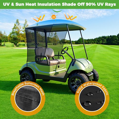 10L0L Golf Cart Sun Shade Cover Fit Yamaha G29 Drive & Drive 2, Superior UV & Sun Heat Blocking, Encrypted Polyester Mesh Shield,Very Easy to Install-Black Colour