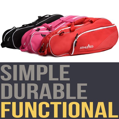 Athletico 6 Racquet Tennis Bag | Padded to Protect Rackets & Lightweight | Professional or Beginner Tennis Players | Unisex Design for Men, Women, Youth and Adults (Pink)