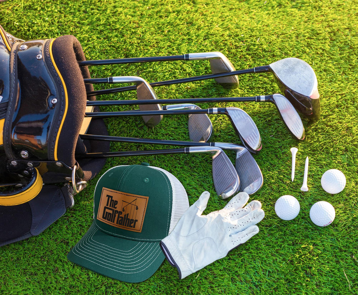 Christmas Father Golf - Dad Hat - Gifts for Dad from Daughter, Son, Kids - Golf Gifts for Men - Adjustable Fit, Comfortable Cotton, Perfect for Casual Wear - The Father Trucker Hat, Green