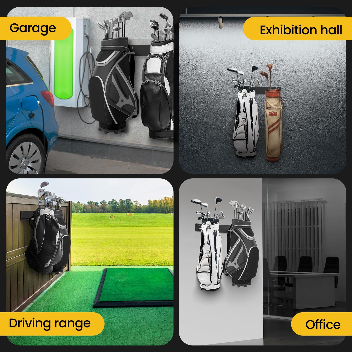 Chenteel Golf Bag Storage Rack for Garage Wall Mount,Golf Bag Garage Organizer,Golf Club Rack for Garage,Golf Bag Hanger/Holder/Hook,Golf Storage System & Accessories (2 Pack)