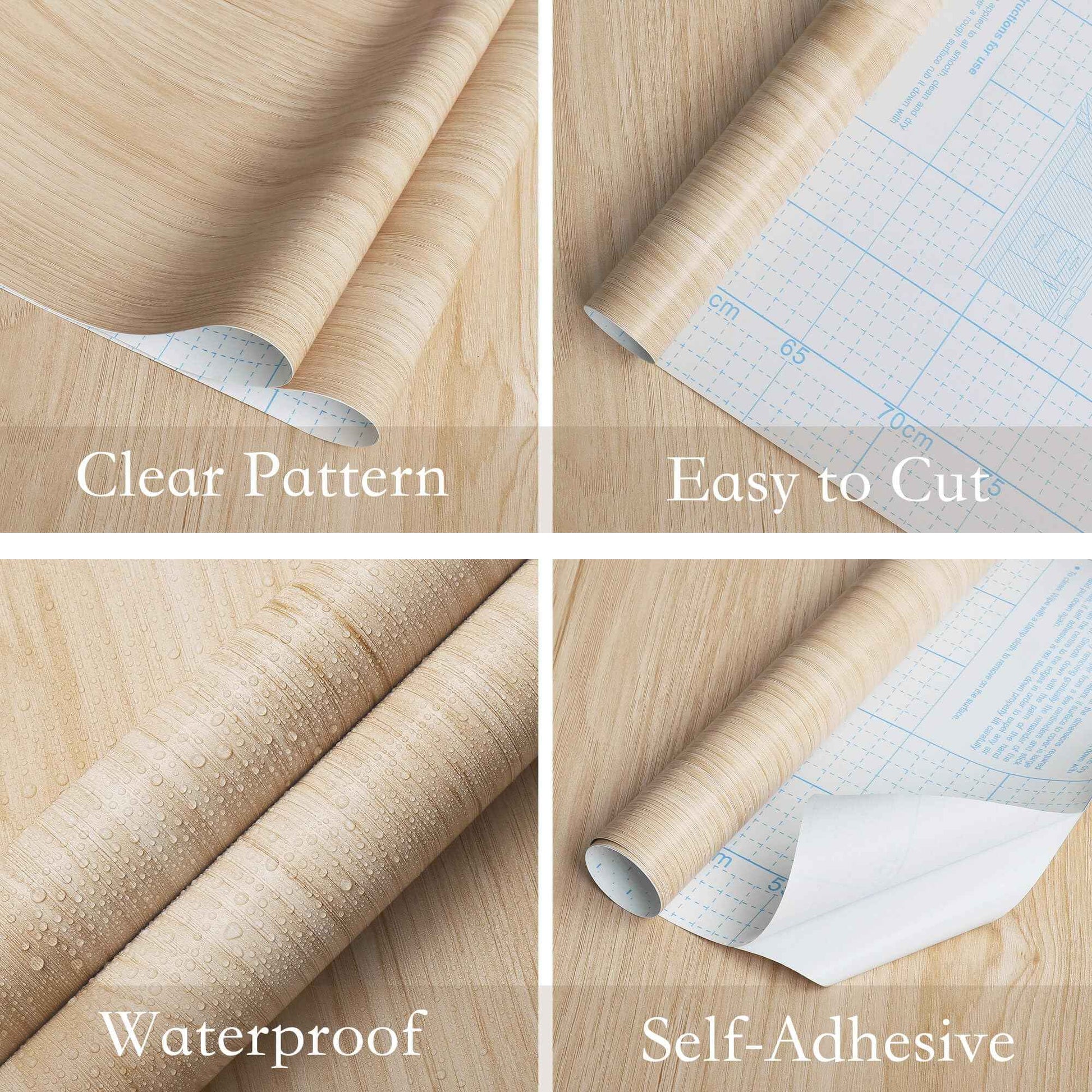 Heroad Wood Contact Paper Peel and Stick Wood Grain Wallpaper Oak Light Wood Contact Paper Countertops Cabinet Vinyl Wrap Thicken Textured Decoration Waterproof Self-Adhesive 17.5"x197"