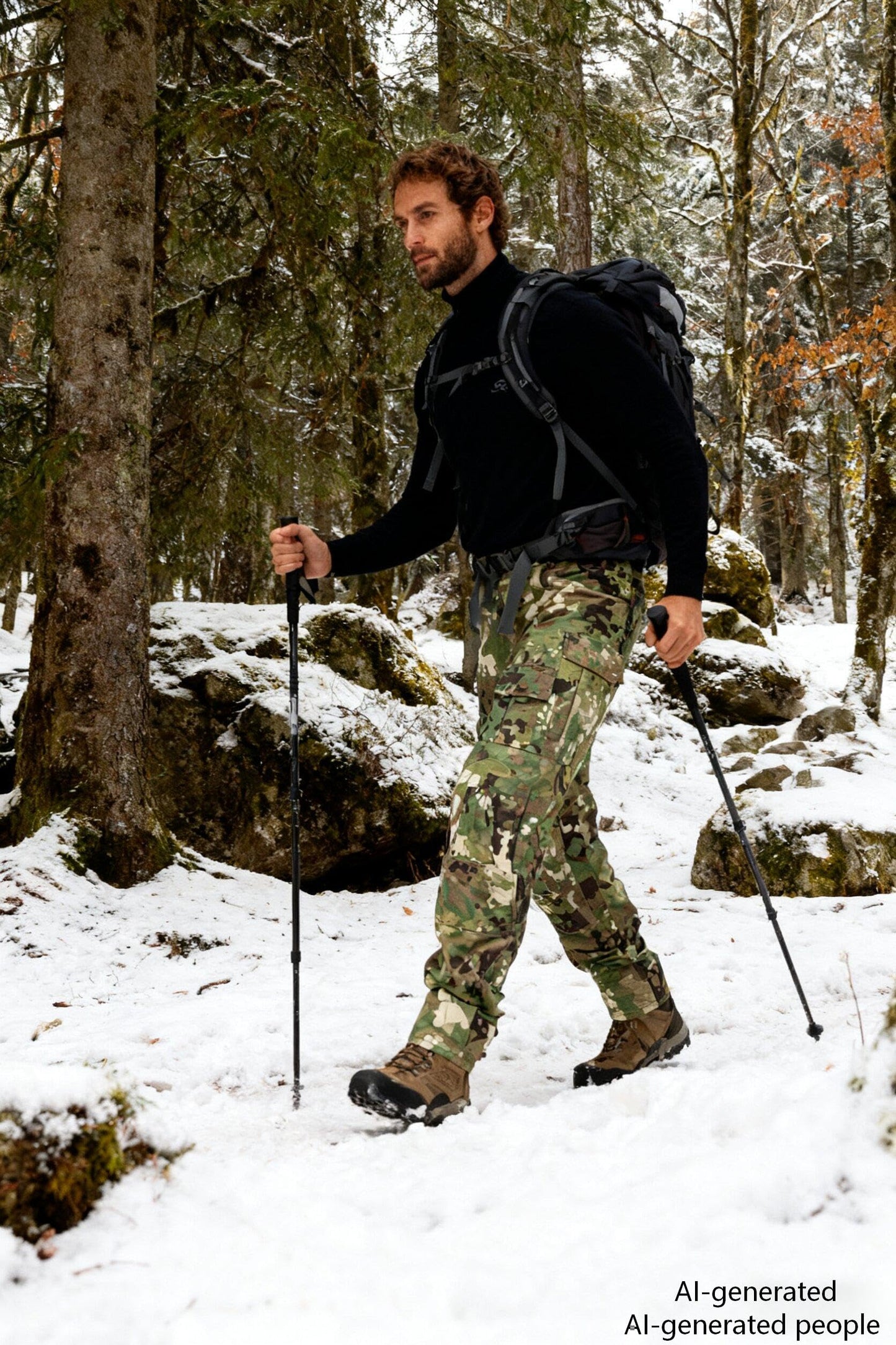 OCANXUE Men's Fleece Lined Tactical Pants DQ Camo 34