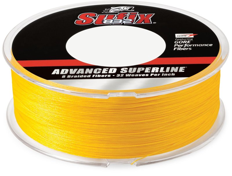 Sufix 832 Advanced Superline Braid, Hi-Vis Yellow, 10-Pound/600-Yard Spool (660-210Y)