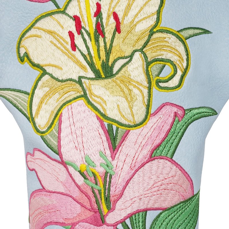 mytag Lily Driver Headcover Heavy Embroidery, Cute Golf Driver Head Cover Fits 460CC Head, Headcover for Girl Women, Light Blue