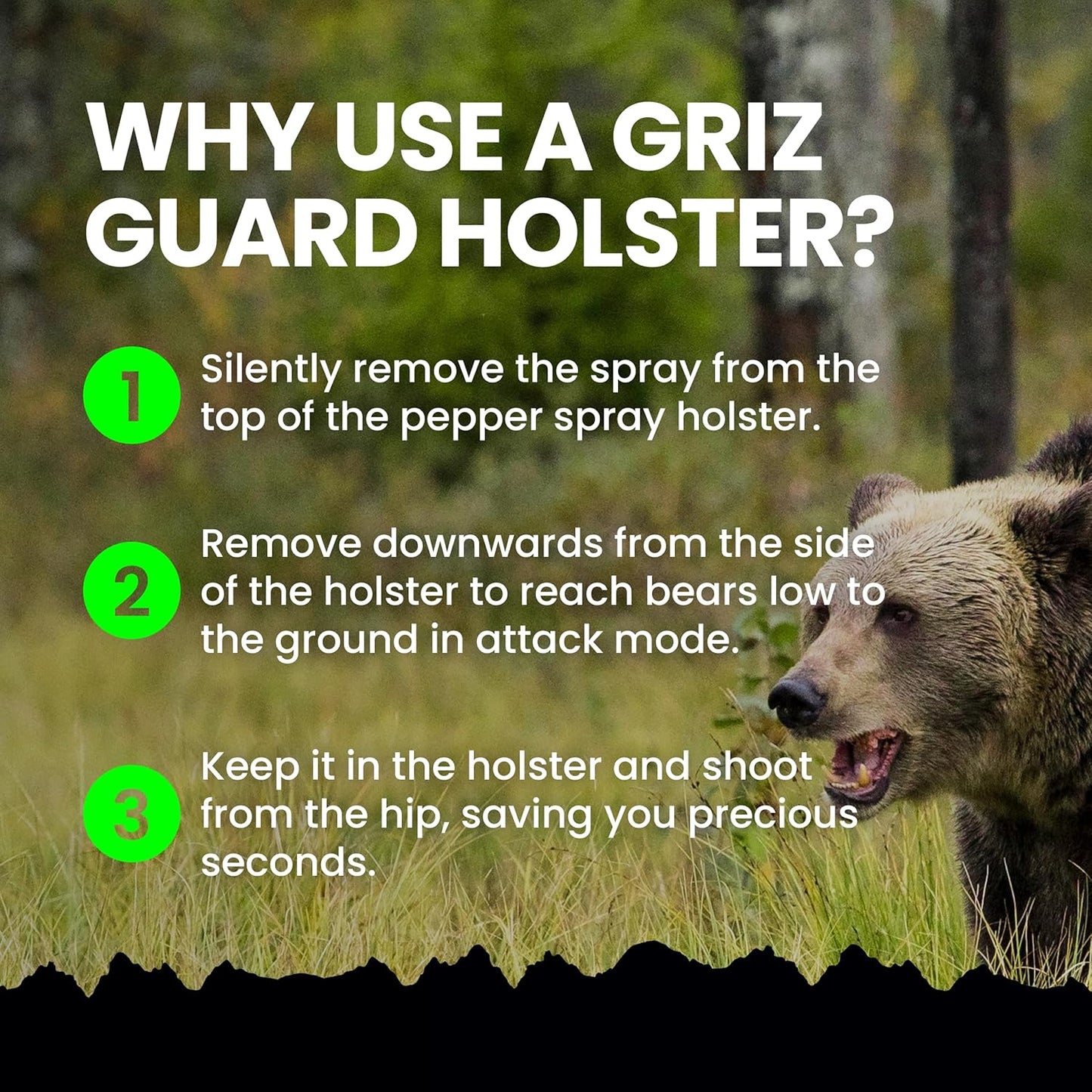UDAP Griz Guard Bear Pepper Spray Holster - Belt Clip Holder for Camping & Hiking | Fits 2-2.5" Cans