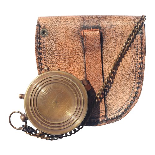 Brass Engrved Compass for Men, Pocket Compass with Leather Case, Antique Handmade Religious Gift Idea for Graduation, Communion, Baptism (to My Son, Love Mom)