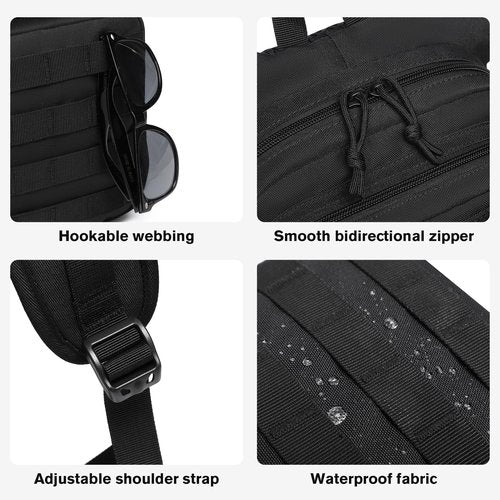 wotony Hydration Backpack with Water Bladder for Hiking Tactical Hydration Pack for Men Women Molle Water Backpack for Hiking (Black, 3L-Bladder)
