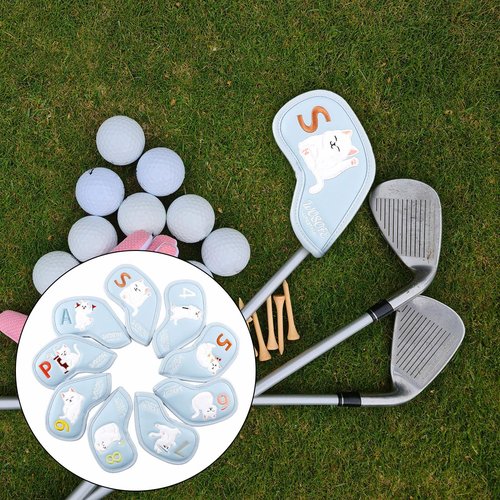 9 Pieces Golf Iron Covers Set Golf Club Head Covers Wear Resistant Protector Wrap Socks Gift Protector for Club Shaft, Blue