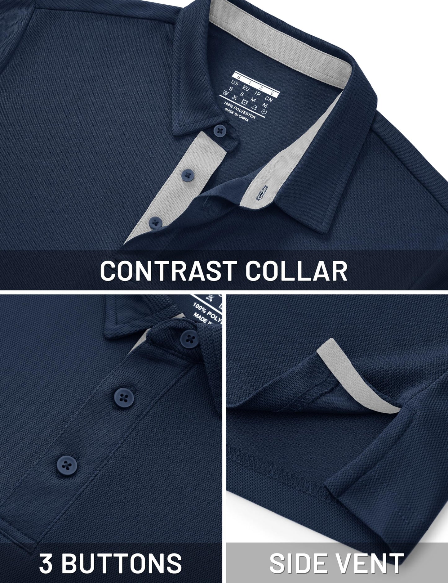 TACVASEN Mens Golf Shirts Moisture Wicking Lightweight Collared Polo Shirts