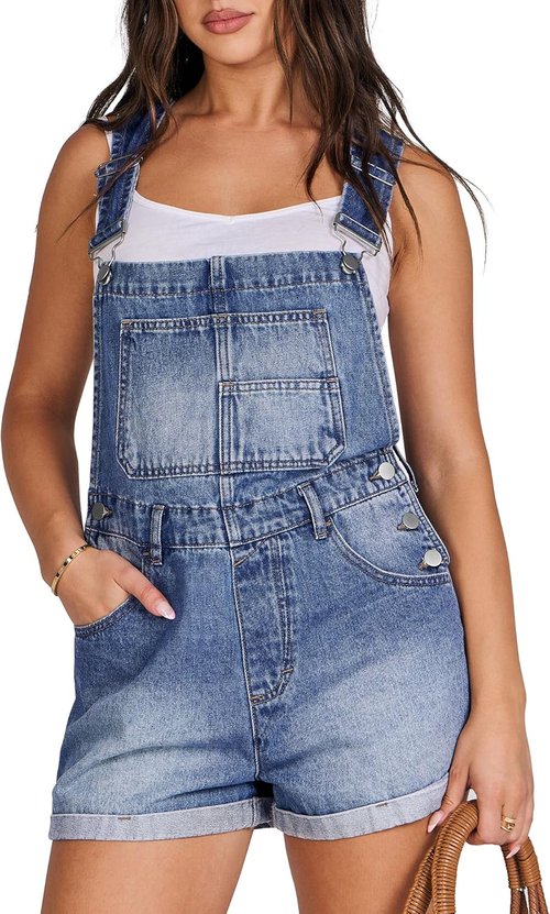 ANRABESS Denim Shorts Overalls - Casual Loose Fit Adjustable Summer Romper | Stylish Jean Bib Shortalls