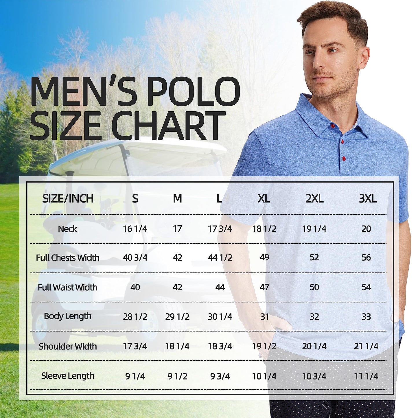 Golf Shirts for Men Dry Fit Performance Casual Collared Mens Golf Polo Shirts Moisture Wicking 4 Way Stretch Polo Shirts for Men Short Sleeve Polo Shirts, M Blue