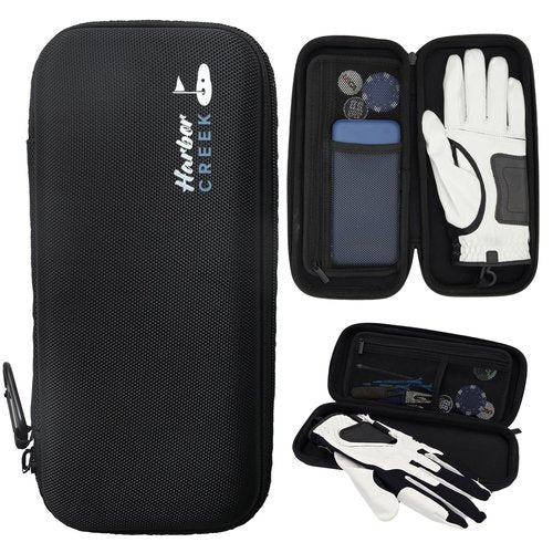 Harbor Creek Golf Glove Holder Case - Durable EVA Hard Shell Organizer with Glove Shaper, Weather-Resistant Design for Tees, Phone, Keys & Tools – Compact & Breathable