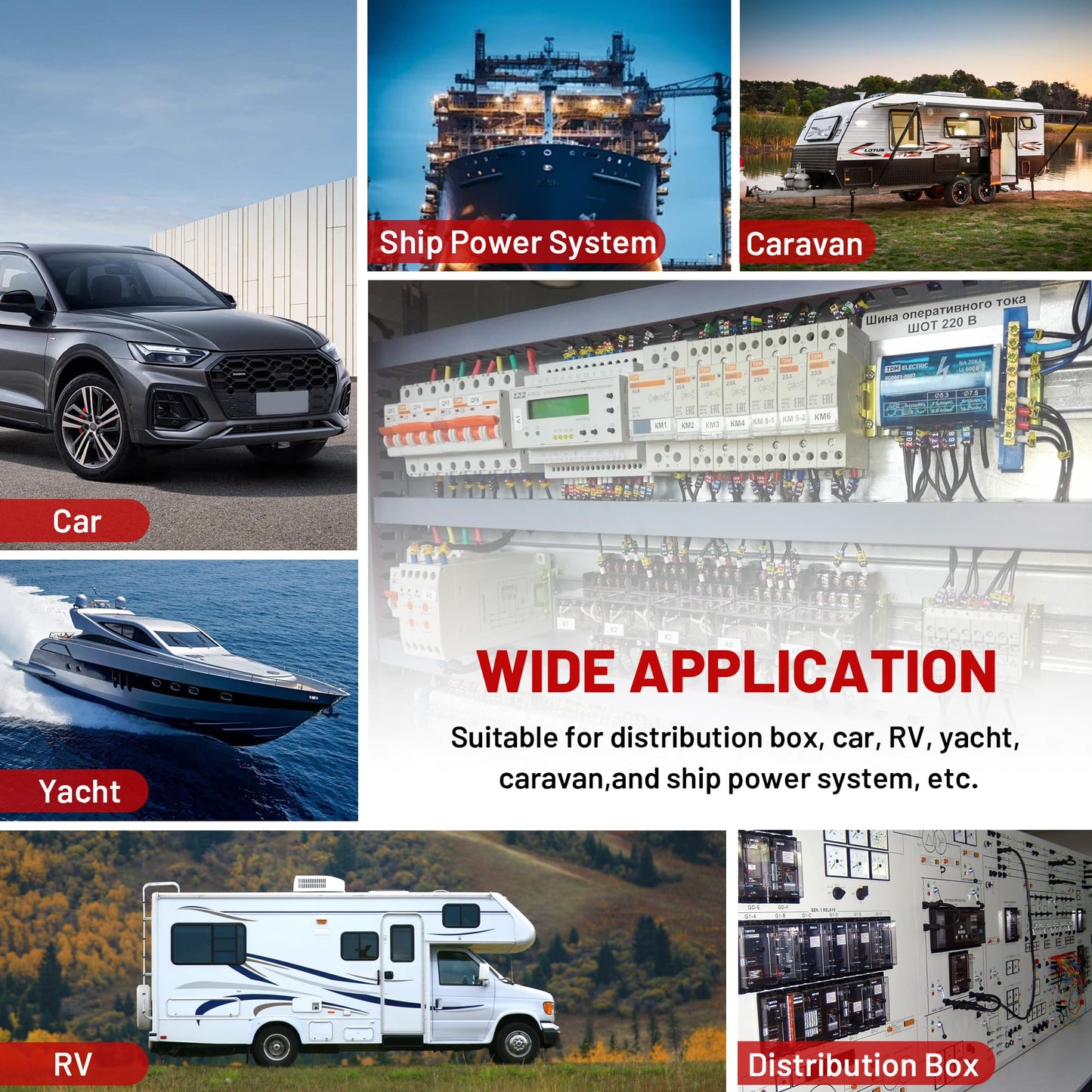 RED WOLF 8 AWG 1/4" Battery Cable Lug 12 PCS w/3:1 Heat Shrink Tubing for Wiring Insulation Black Red 12 PCS for Automotive Electrical 8 Gauge Wire Copper Lug Marine Grade M6 Ring Terminal Ends